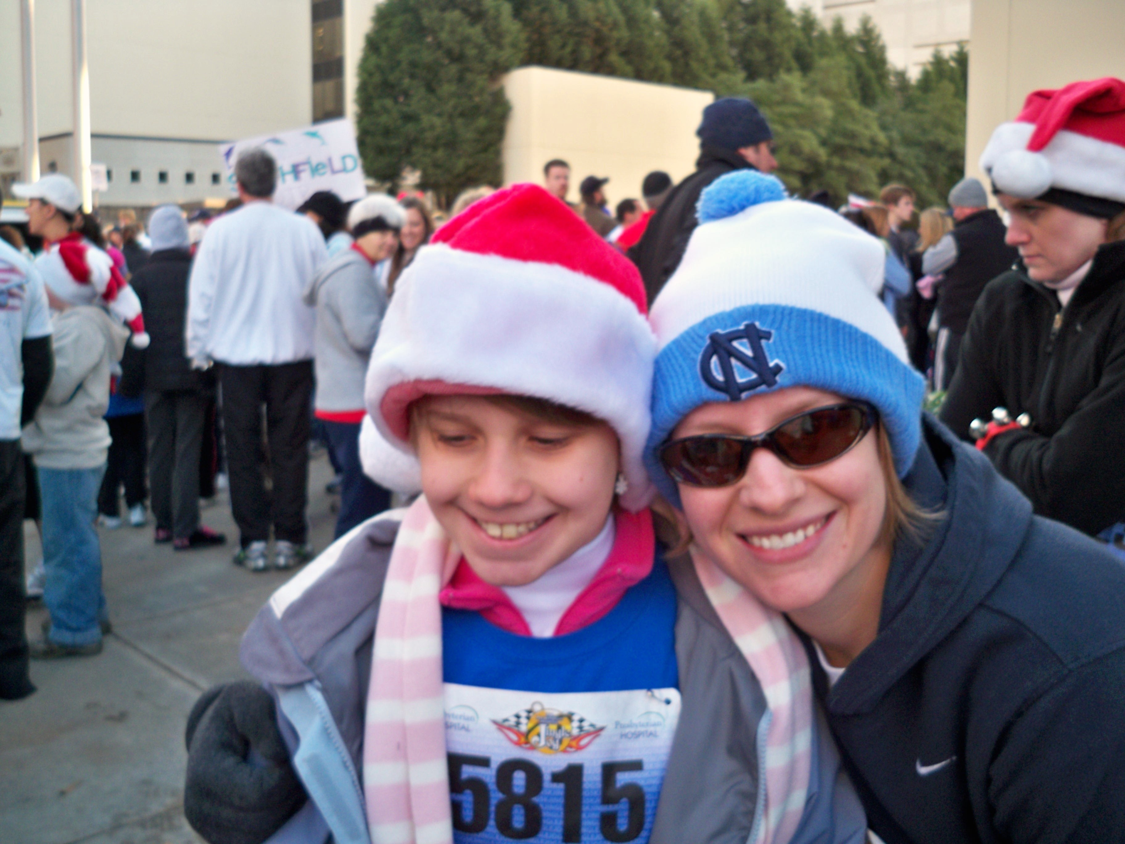Taylor and Laura after the Jingle Jog 5K in 2008